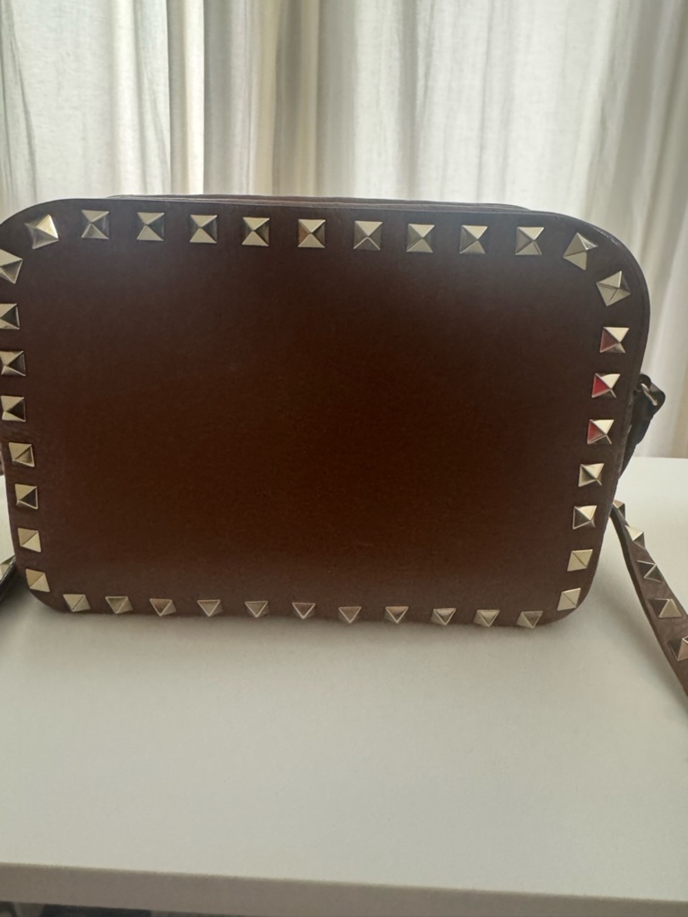 Valentino Rockstud Brown Leather Crossbody Bag - Picture 10 of 10